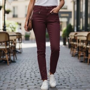 NydJ Reddish Ruddy Brown Ankle Cropped Jeans  Smooth Stretchy Texture 14 Liftuck